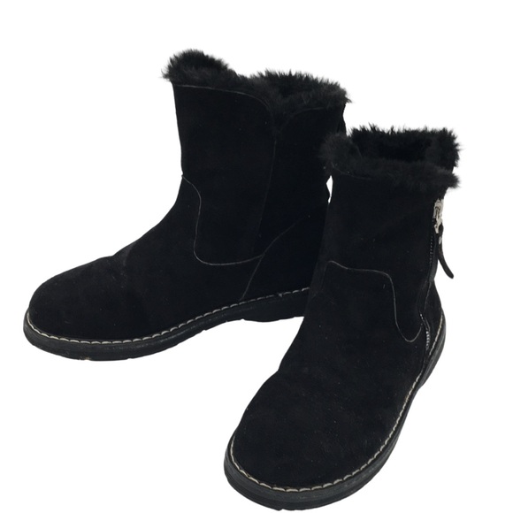 F & 8 Fashion Classis Black Suede w/ Super Soft Faux Fur Lining Winter Boots 8.5 - Picture 1 of 12